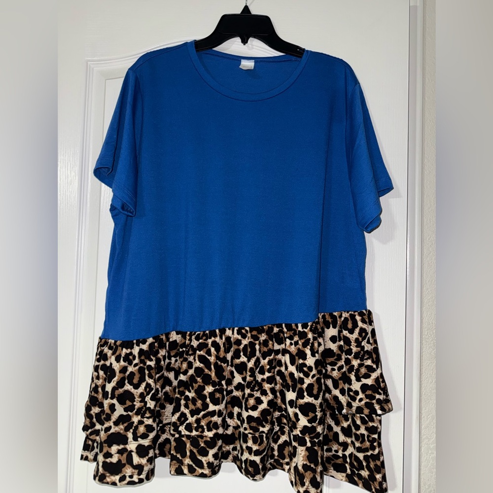 Royal Blue Leopard Print Women's Top XL